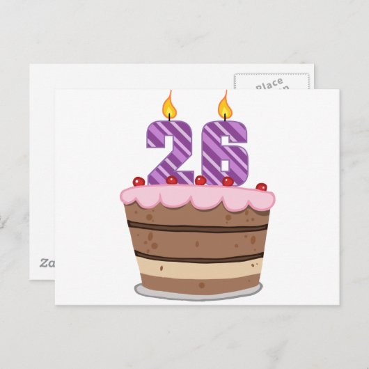 Leeftijd 26 op de Birthday Cake Briefkaart (Voorkant / Achterkant)