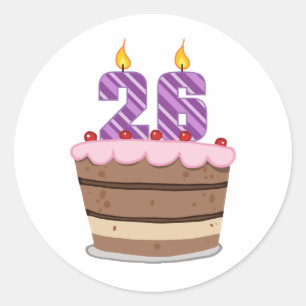 Leeftijd 26 op de Birthday Cake Ronde Sticker