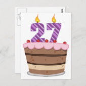 Leeftijd 27 op de Birthday Cake Briefkaart (Voorkant / Achterkant)