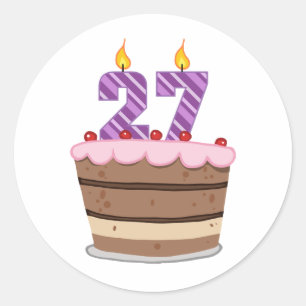 Leeftijd 27 op de Birthday Cake Ronde Sticker