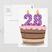 Leeftijd 28 op de Birthday Cake Briefkaart (Voorkant / Achterkant)