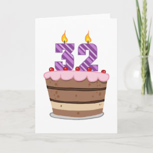 Leeftijd 32 op de Birthday Cake Kaart