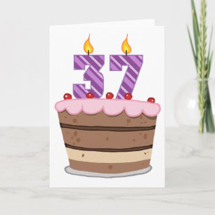 Leeftijd 37 op de Birthday Cake Kaart