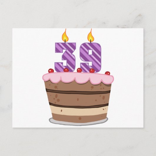 Leeftijd 39 op de Birthday Cake Briefkaart (Voorkant)