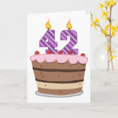 Leeftijd 42 op de Birthday Cake Kaart (Gele Bloem)