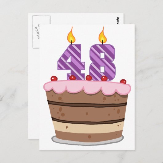Leeftijd 48 op de Birthday Cake Briefkaart (Voorkant / Achterkant)