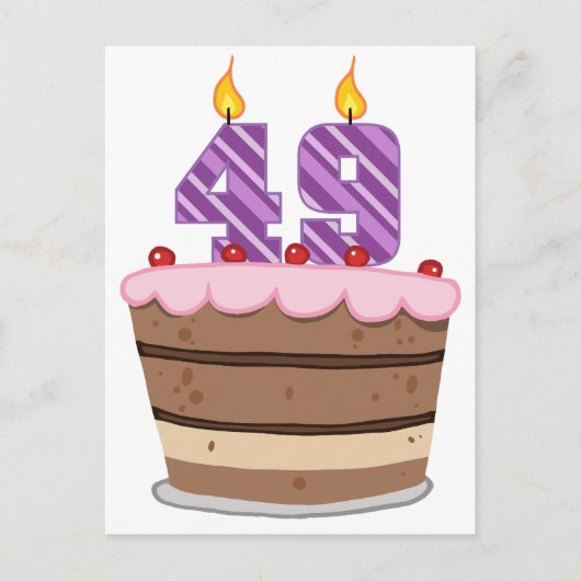Leeftijd 49 op de Birthday Cake Briefkaart (Voorkant)