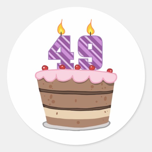 Leeftijd 49 op de Birthday Cake Ronde Sticker (Voorkant)