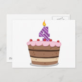 Leeftijd 4 op de Birthday Cake Briefkaart (Voorkant / Achterkant)