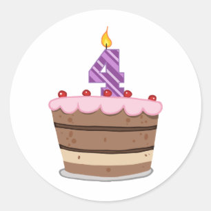 Leeftijd 4 op de Birthday Cake Ronde Sticker