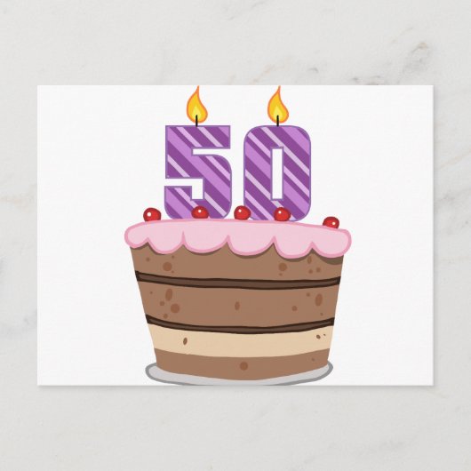 Leeftijd 50 op de Birthday Cake Briefkaart (Voorkant)