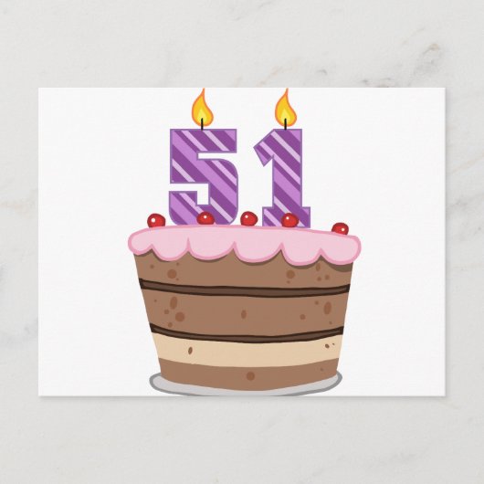 Leeftijd 51 op de Birthday Cake Briefkaart (Voorkant)