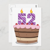 Leeftijd 52 op de Birthday Cake Briefkaart (Voorkant / Achterkant)