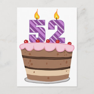 Leeftijd 52 op de Birthday Cake Briefkaart