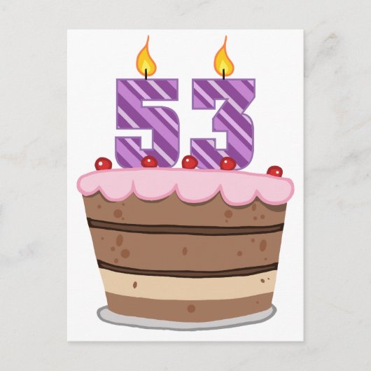 Leeftijd 53 op de Birthday Cake Briefkaart (Voorkant)