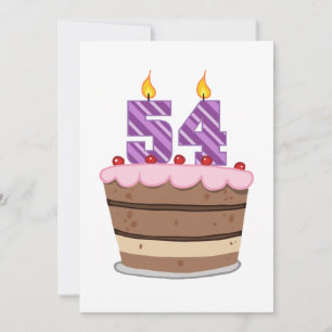 Leeftijd 54 op de Birthday Cake Kaart