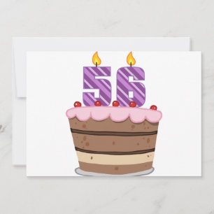 Leeftijd 56 op de Birthday Cake Kaart
