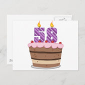 Leeftijd 58 op de Birthday Cake Briefkaart (Voorkant / Achterkant)