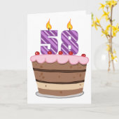 Leeftijd 58 op de Cake van de Verjaardag Kaart (Gele Bloem)