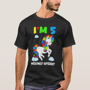 Leeftijd 5 Jaar Oud Geboorte Eenhoorn Puzzel April T-shirt