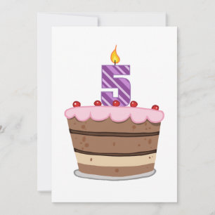 Leeftijd 5 op de Birthday Cake Kaart