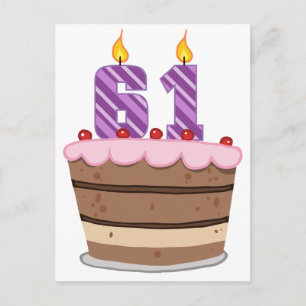 Leeftijd 61 op de Birthday Cake Briefkaart