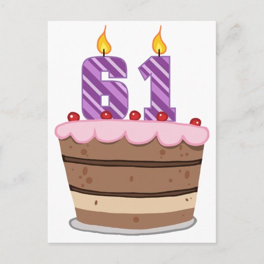 Leeftijd 61 op de Birthday Cake Briefkaart (Voorkant)