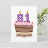 Leeftijd 61 op de Birthday Cake Kaart (Staand voorkant)
