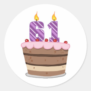 Leeftijd 61 op de Birthday Cake Ronde Sticker