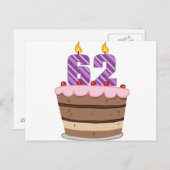 Leeftijd 62 op de Birthday Cake Briefkaart (Voorkant / Achterkant)