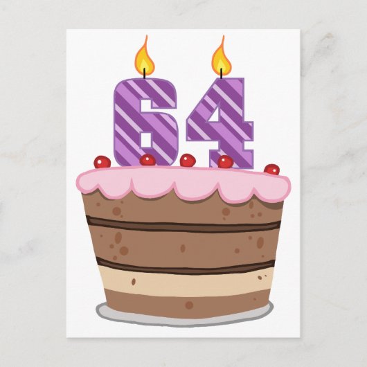 Leeftijd 64 op de Birthday Cake Briefkaart (Voorkant)