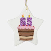 Leeftijd 65 op de Birthday Cake Keramisch Ornament (Rechts)