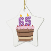 Leeftijd 65 op de Birthday Cake Keramisch Ornament (Links)