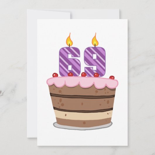Leeftijd 69 op de Birthday Cake Kaart (Voorkant)