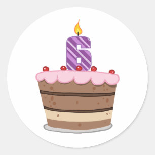 Leeftijd 6: Birthday Cake Ronde Sticker