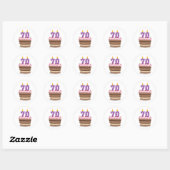 Leeftijd 70 op de Birthday Cake Ronde Sticker (Vel)