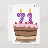 Leeftijd 71 op de Birthday Cake Briefkaart (Voorkant / Achterkant)