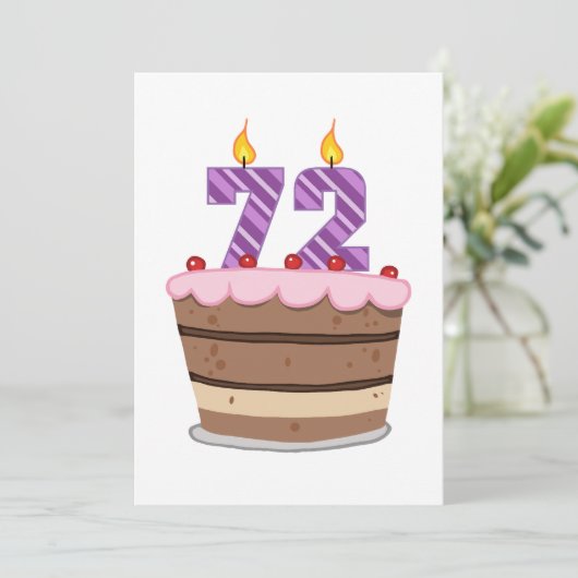 Leeftijd 72 op de Birthday Cake Kaart (Staand voorkant)
