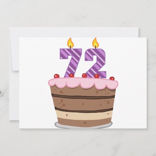 Leeftijd 72 op de Birthday Cake Kaart (Voorkant)