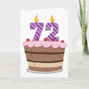 Leeftijd 72 op de Birthday Cake Kaart
