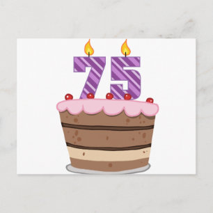 Leeftijd 75 op de Birthday Cake Briefkaart