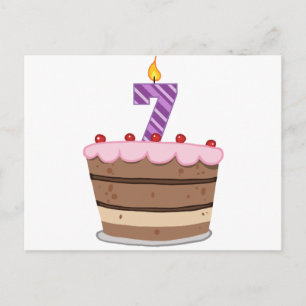 Leeftijd 7 op de Birthday Cake Briefkaart