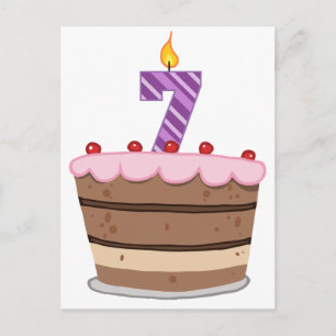 Leeftijd 7 op de Birthday Cake Briefkaart
