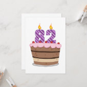 Leeftijd 82 op de Birthday Cake Kaart (Voorkant / Achterkant in situ)