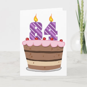 Leeftijd 84 op de Birthday Cake Kaart