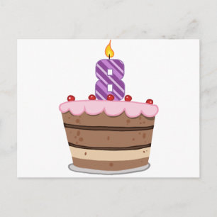 Leeftijd 8 op de Birthday Cake Briefkaart