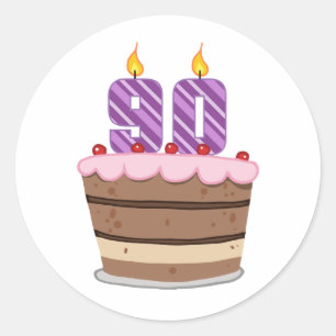 Leeftijd 90 op de Cake van de Verjaardag Ronde Sticker