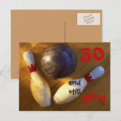 Leeftijd bowling verjaardag aanpassen briefkaart (Voorkant / Achterkant)