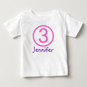Leeftijd en Naam 3e Verjaardag Tshirt