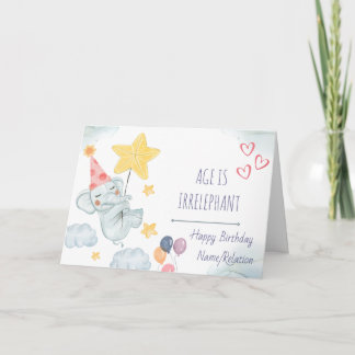 Leeftijd is irrelevant Cute Elephant Funny Birthda Kaart
